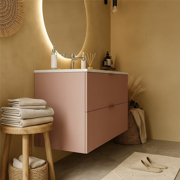 Mobile bagno cannettato rosa 102x47 lavabo in ceramica Teramo
