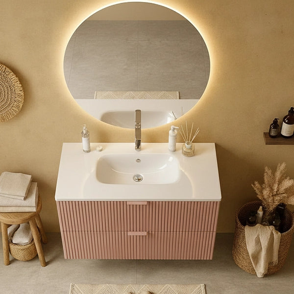 Mobile bagno cannettato rosa 102x47 lavabo in ceramica Teramo