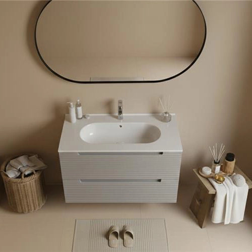 Mobile bagno clear grey 80x45 Mango con lavabo in ceramica lucida