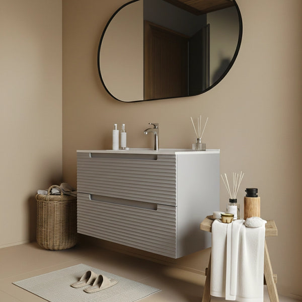 Mobile bagno clear grey 80x45 Mango con lavabo in ceramica lucida