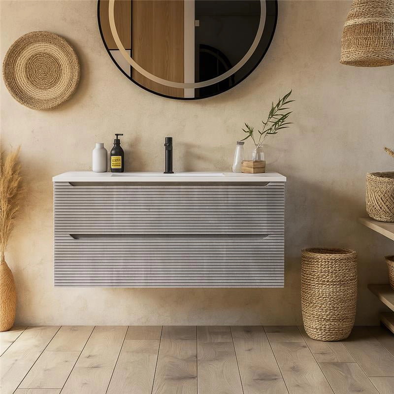 Mobile bagno grigio 100x45 San Marino con lavabo in mineralmarmo