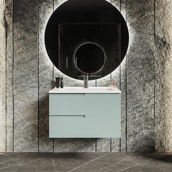 Mobile bagno salvia opaco 70x46 Sorrento maniglia sinistra e lavabo in ceramica