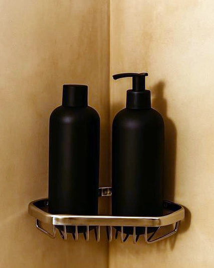 Griglia Doccia Angolare In Ottone Cromo New Line Dc5 in cromato installato in bagno moderno con ante in vetro temperato...