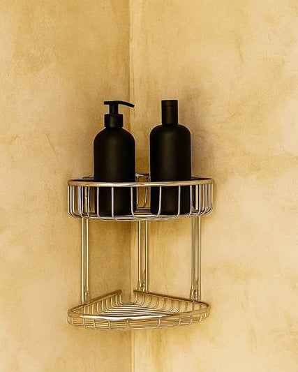New Line H1 portasapone Angolare Doppio In Acciaio Cromato Cromo Lucido in acciaio inox installato in bagno moderno con...