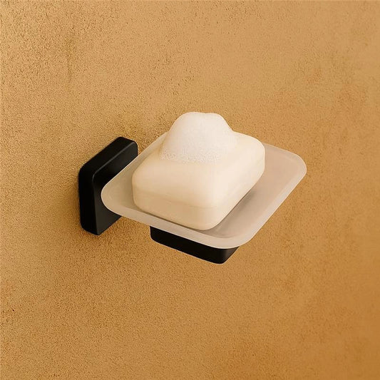 New Line M3 portasapone a muro In vetro acidato e Acciaio Inox Nero Opaco