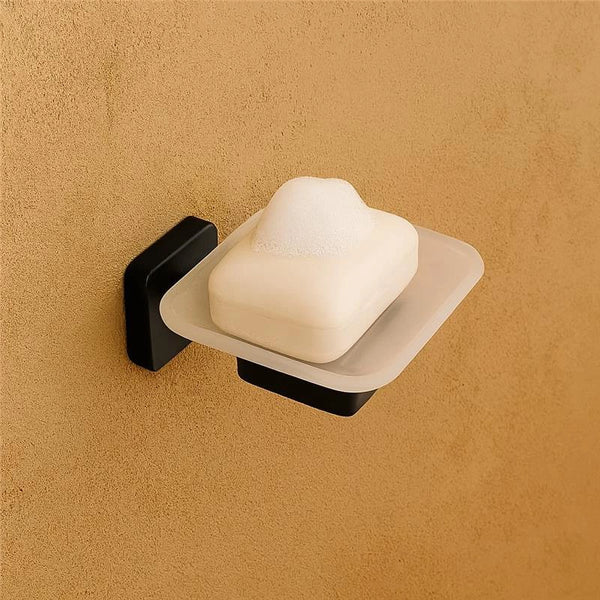 New Line M3 portasapone a muro In vetro acidato e Acciaio Inox Nero Opaco