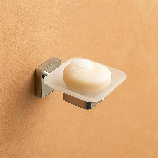 New Line M3 portasapone a muro In vetro acidato e Acciaio Inox cromo