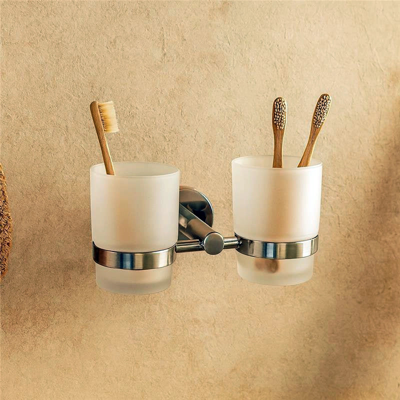 New Line M4 Bicchiere Portaspazzolini tondo Doppio In Acciaio Inox Cromato