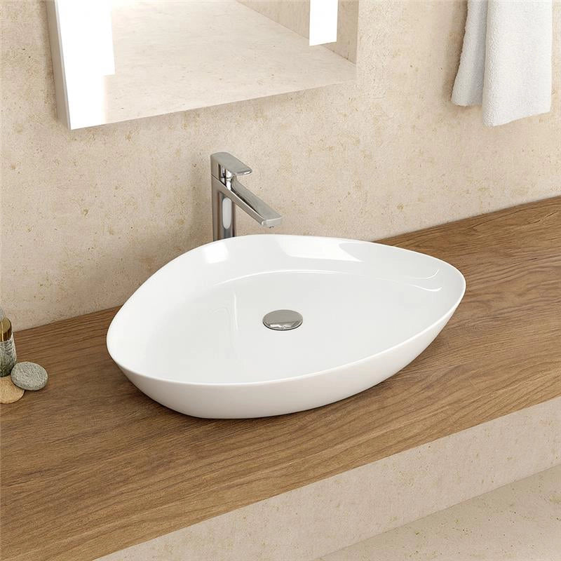 New Line Navigator Lavabo 59x41 Catino Da Appoggio Triangolare In Porcellana Bianco