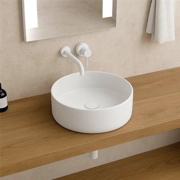 New Line O2 Lavabo Tondo 35,5 Cm Da Appoggio In Porcellana Bianco