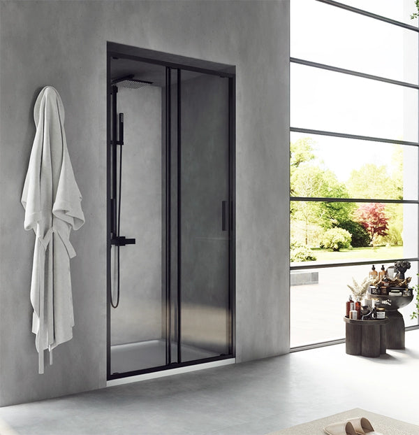 Nicchia doccia 100 scorrevole Rio vetro 6 mm trasparente H 195 nero