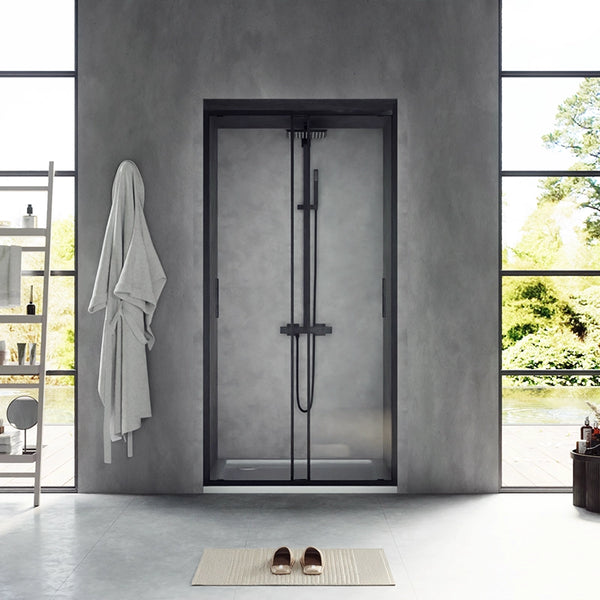 Nicchia doccia 100 scorrevole Rio vetro 6 mm trasparente H 195 nero