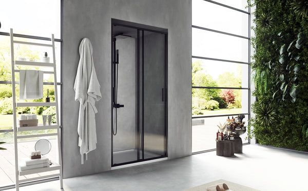 Nicchia doccia 100 scorrevole Rio vetro 6 mm trasparente H 195 nero