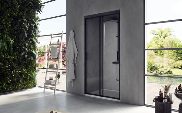 Nicchia doccia 100 scorrevole Rio vetro 6 mm trasparente H 195 nero