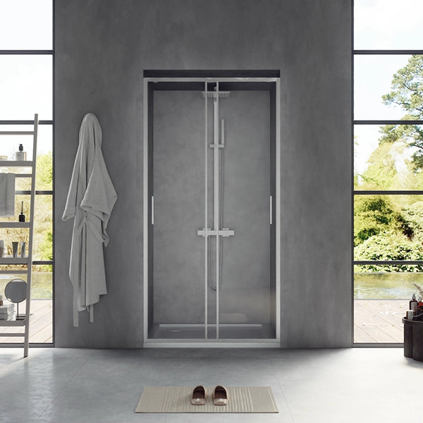 Nicchia doccia 100 scorrevole Rio vetro 6 mm trasparente H 195 cromo