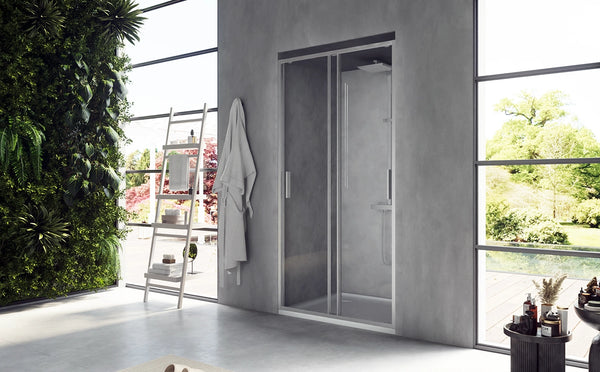 Nicchia doccia 100 scorrevole Rio vetro 6 mm trasparente H 195 cromo