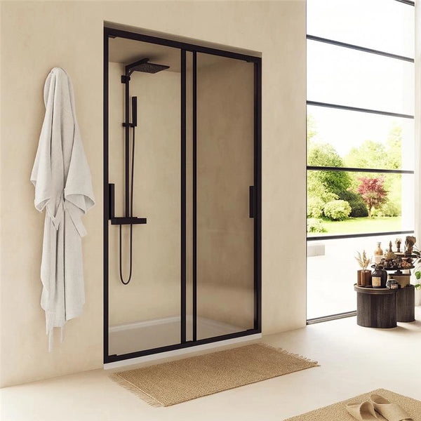 Nicchia doccia 120 scorrevole Rio vetro 6 mm trasparente H 195 nero