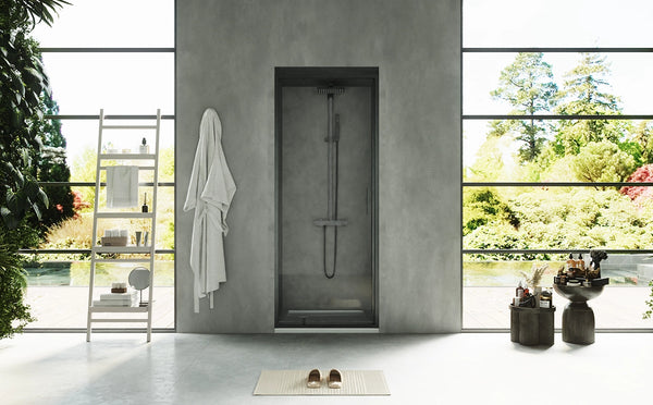 Nicchia doccia 80 cm Rio a pivot vetro 6 mm trasparente H 195 nero