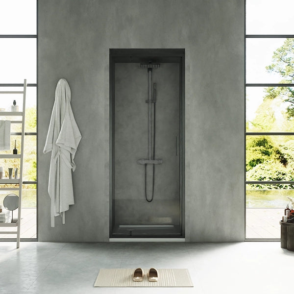 Nicchia doccia 80 cm Rio a pivot vetro 6 mm trasparente H 195 nero