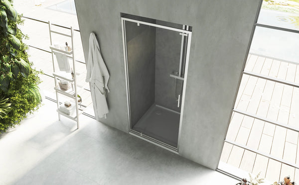 Nicchia doccia 90 cm Rio a pivot vetro 6 mm trasparente H 195 cromo