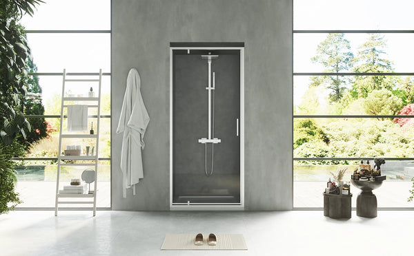 Nicchia doccia 90 cm Rio a pivot vetro 6 mm trasparente H 195 cromo