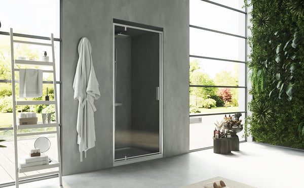 Nicchia doccia 90 cm Rio a pivot vetro 6 mm trasparente H 195 cromo