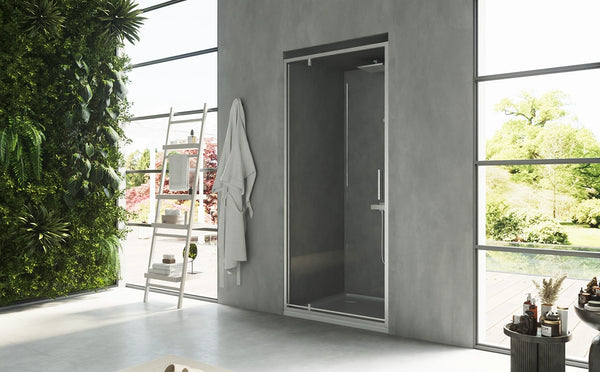 Nicchia doccia 90 cm Rio a pivot vetro 6 mm trasparente H 195 cromo