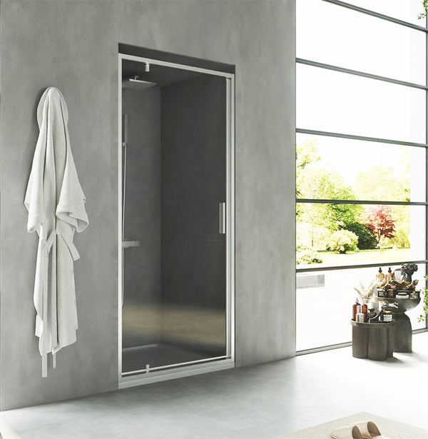 Nicchia doccia 90 cm Rio a pivot vetro 6 mm trasparente H 195 cromo