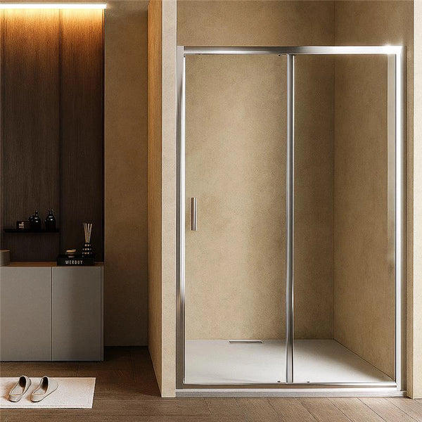 Box doccia a nicchia 120 cm Nuvola anta scorrevole reversibile trasparente 6 mm H 190 cromo