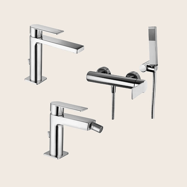 Paffoni Tango set Miscelatori Lavabo Bidet scarico automatico e doccia Cromo