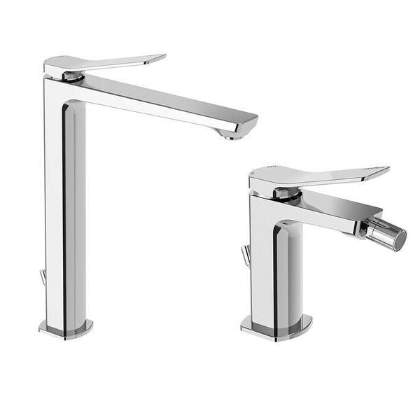 Paffoni tilt coppia miscelatori lavabo alto e bidet con scarico automatico cromo