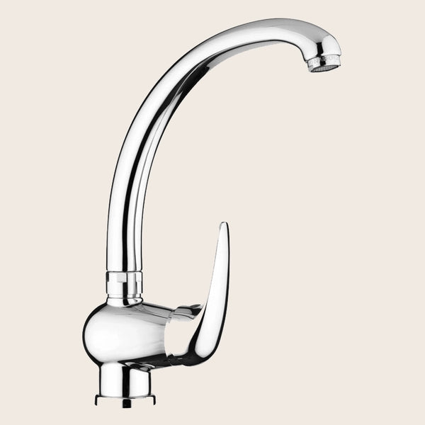Paffoni duemila du181 miscelatore lavello cucina cromo installato su lavello, vista della bocca e della leva