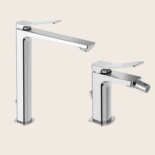 Paffoni tilt coppia miscelatori lavabo alto e bidet con scarico automatico cromo