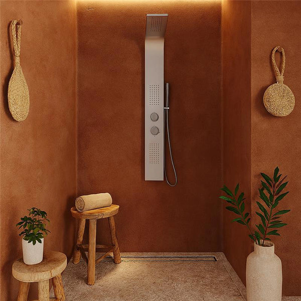 Pannello doccia idromassaggio Ibiza in alluminio silver tondo