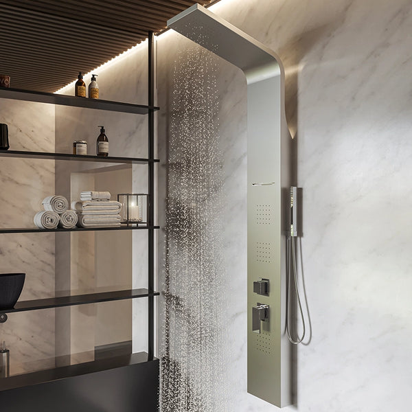 Pannello doccia idromassaggio termostatico effetto cascata in acciaio Onda