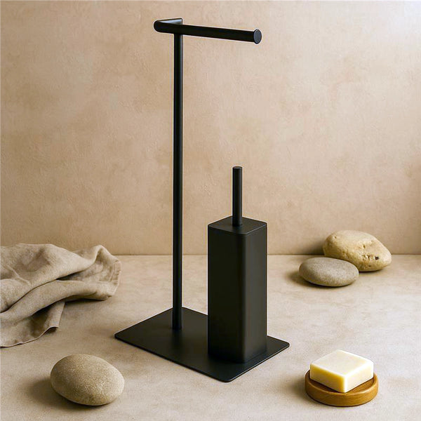 Piantana portarotolo e scopino acciaio nero opaco Fusion