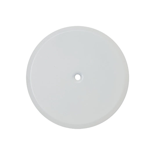 Piattello 14 cm tappo pozzetto bianco opaco, dettaglio ravvicinato della finitura e del marchio - Exagonshop