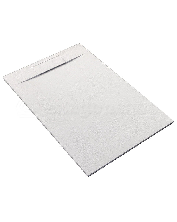 Piatto doccia 160x80 effetto pietra ardesia bianco in smc con piletta Trevi