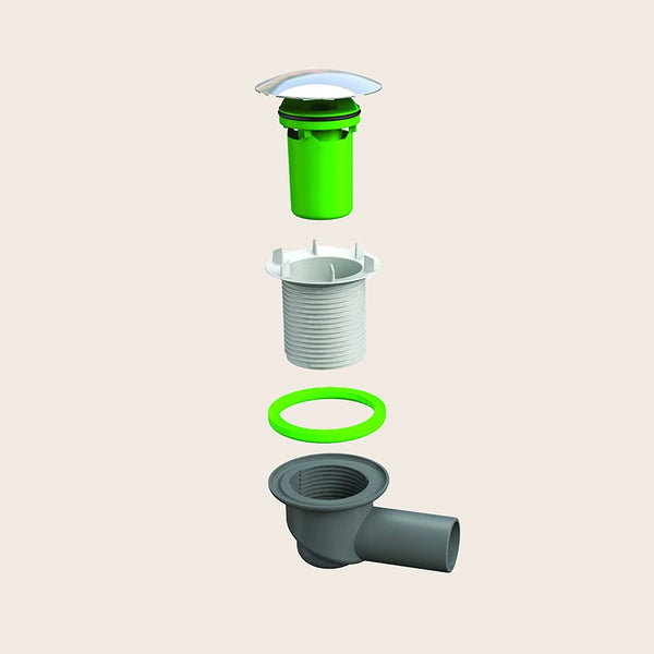 Piletta per piatti doccia scarico 40 mm Francesino 83 visto dall'alto con superficie e piletta di scarico - Exagonshop
