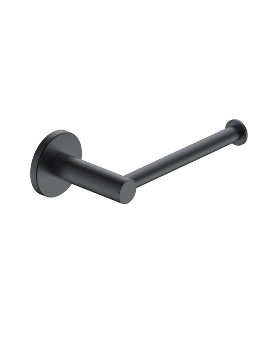 Portarotolo in acciaio nero opaco Minimal, dettaglio ravvicinato del materiale e dell'aggancio - Exagonshop