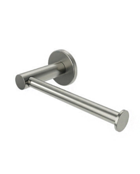Portarotolo in acciaio nichel spazzolato Minimal, dettaglio ravvicinato del materiale e dell'aggancio - Exagonshop