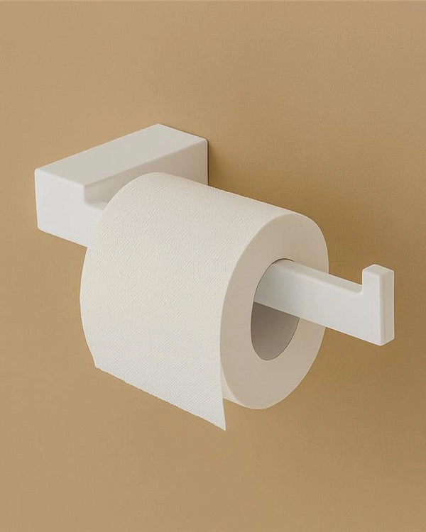 Porta rotolo in alluminio bianco Sky in opaco montato a parete, vista del design e della finitura - Exagonshop