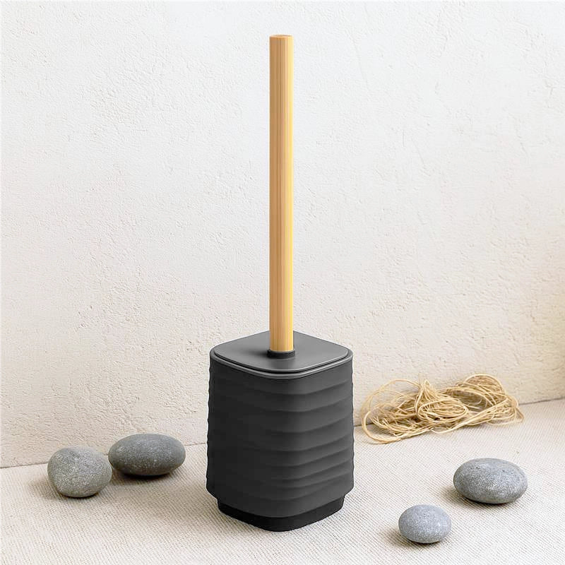 Portascopino in plastica ABS e bamboo grigio Alabama