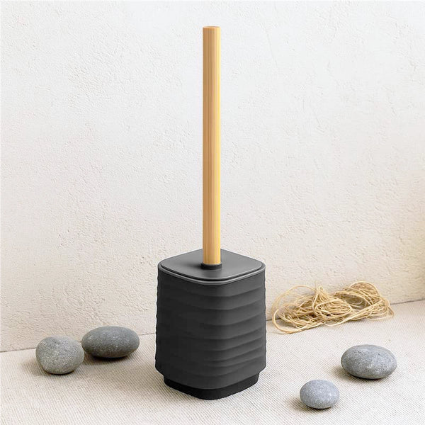 Portascopino in plastica ABS e bamboo grigio Alabama