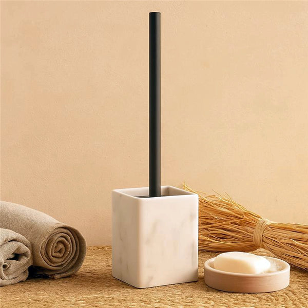 Portascopino in poliresina marmorizzato bianco Marmo