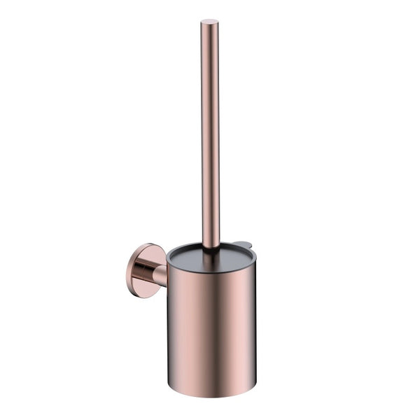 Portascopino wc a muro oro rosa spazzolato Minimal, dettaglio ravvicinato del materiale e dell'aggancio - Exagonshop