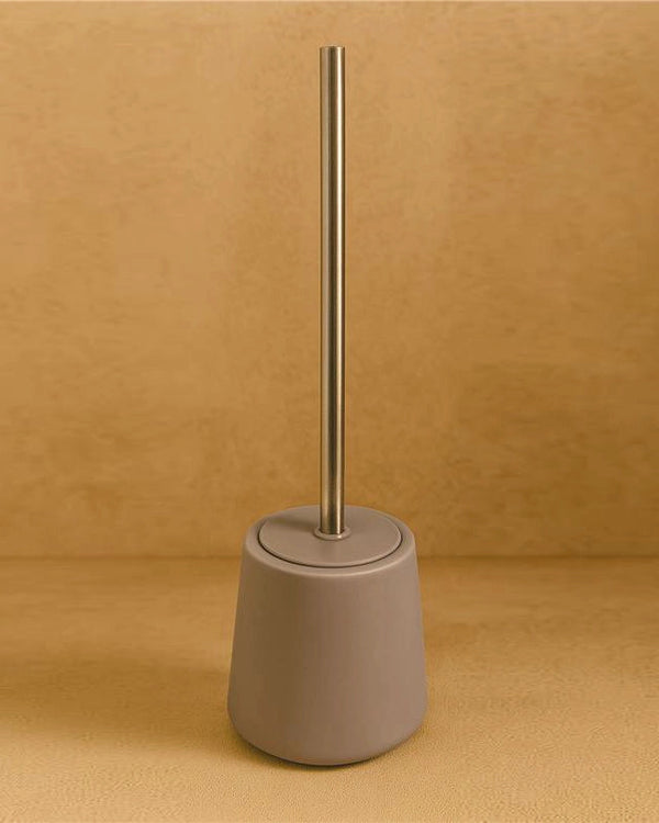 Porta scopino wc da pavimento in ceramica tortora Sidney montato a parete, vista del design e della finitura - Exagonshop