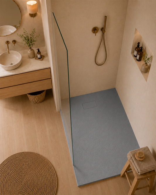 Quarzo piatto doccia 120X70 in smc effetto pietra ardesia grigio