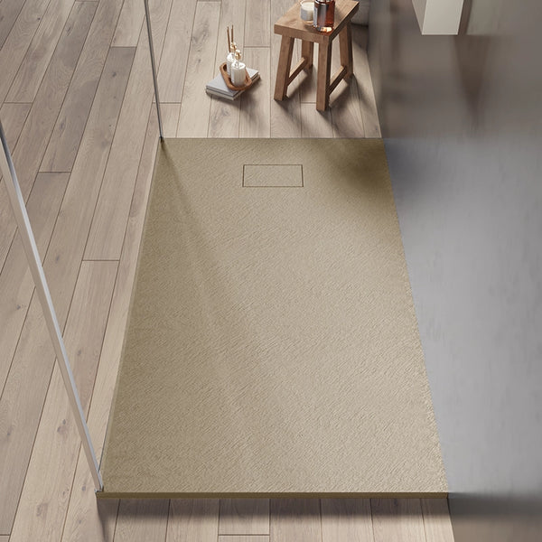 Quarzo piatto doccia 120X70 in smc effetto pietra ardesia beige