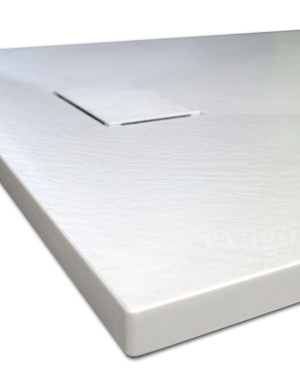 Quarzo piatto doccia 80x140 in smc effetto pietra ardesia bianco